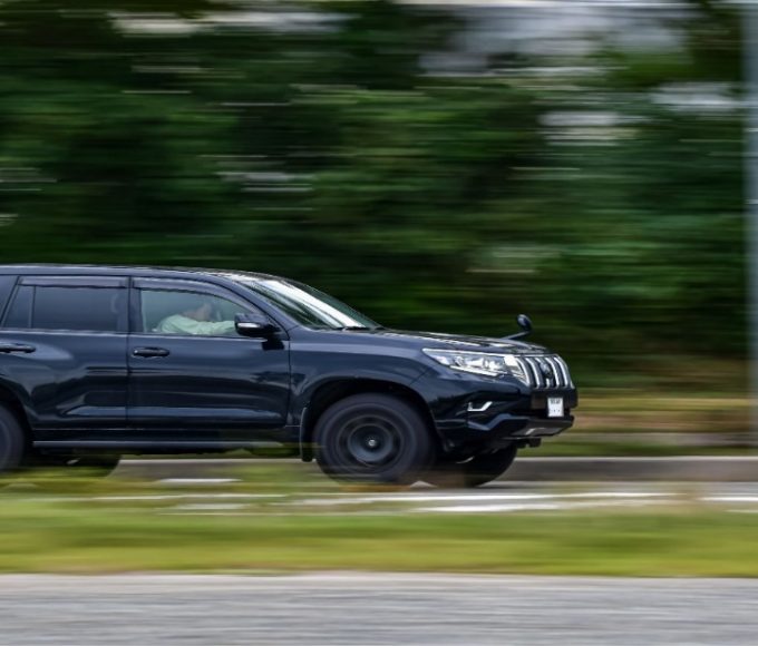 Car zooming on the the road