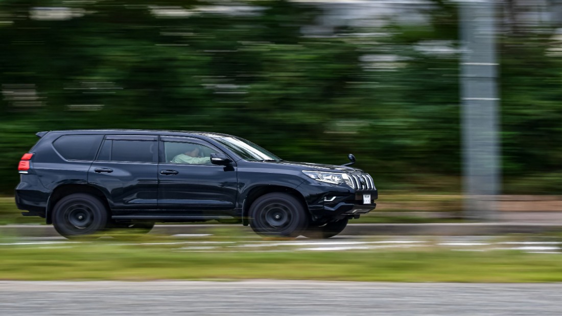 Car zooming on the the road