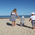 Family beach walk