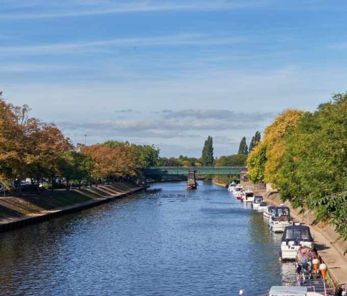 Scenic canal in York, UK