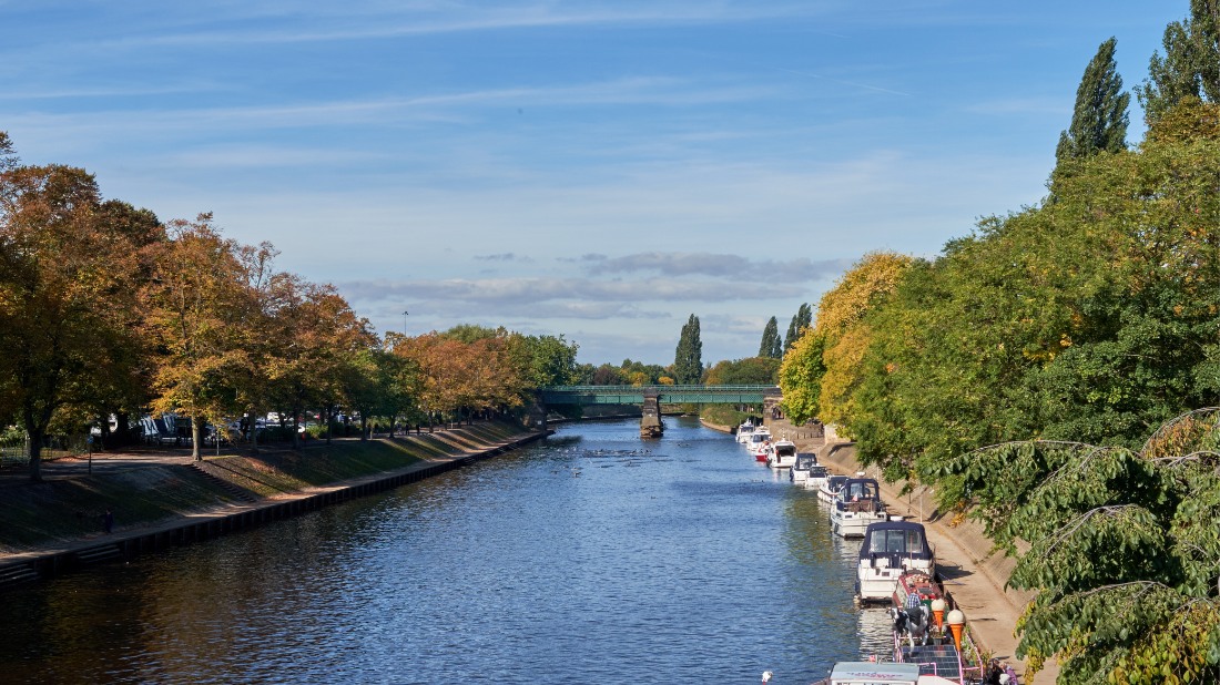 Scenic canal in York, UK