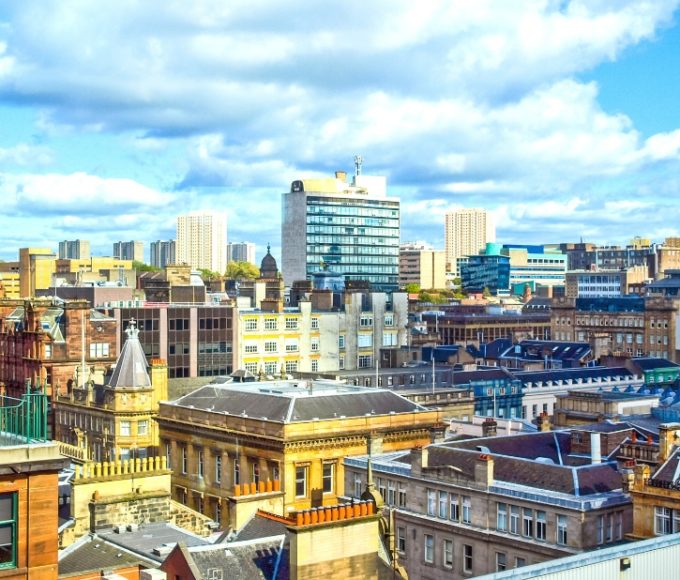 Glasgow City Center aerial view