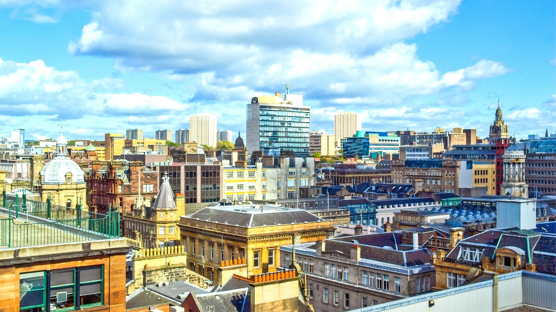 Glasgow City Center aerial view