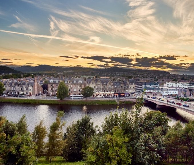 Inverness Cityscape and sunset view