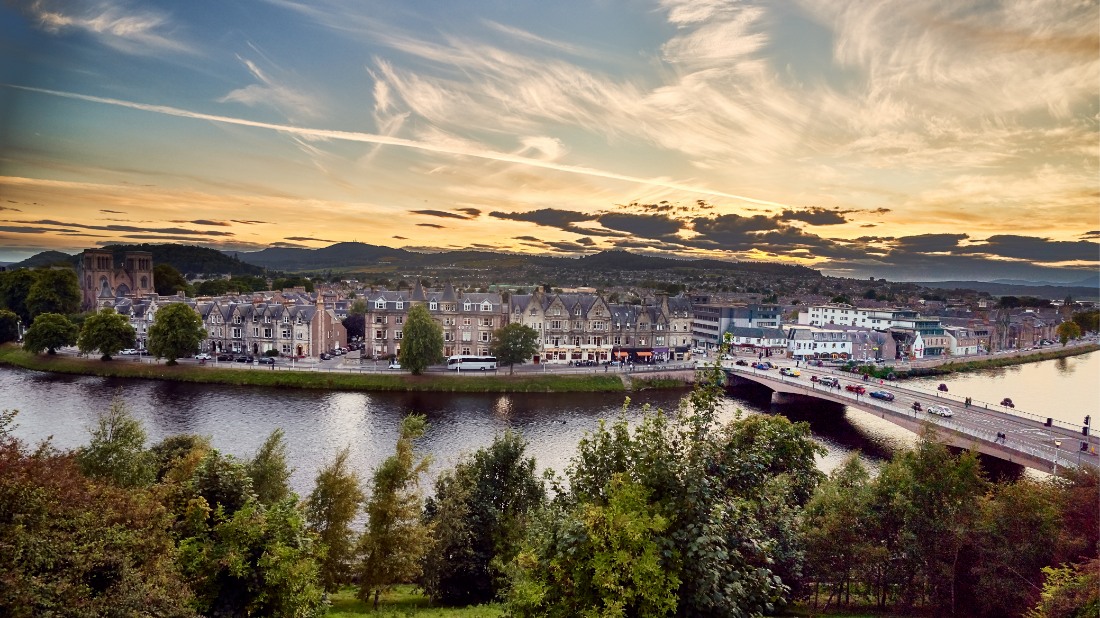 Inverness Cityscape and sunset view