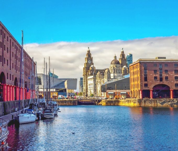Liverpool, UK river and skyline