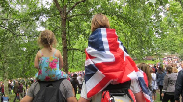 Family with United Kingdom Flag