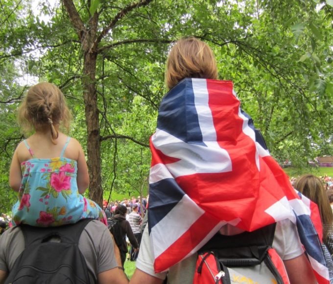 Family with United Kingdom Flag
