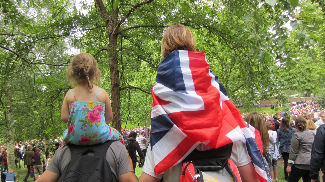 Family with United Kingdom Flag