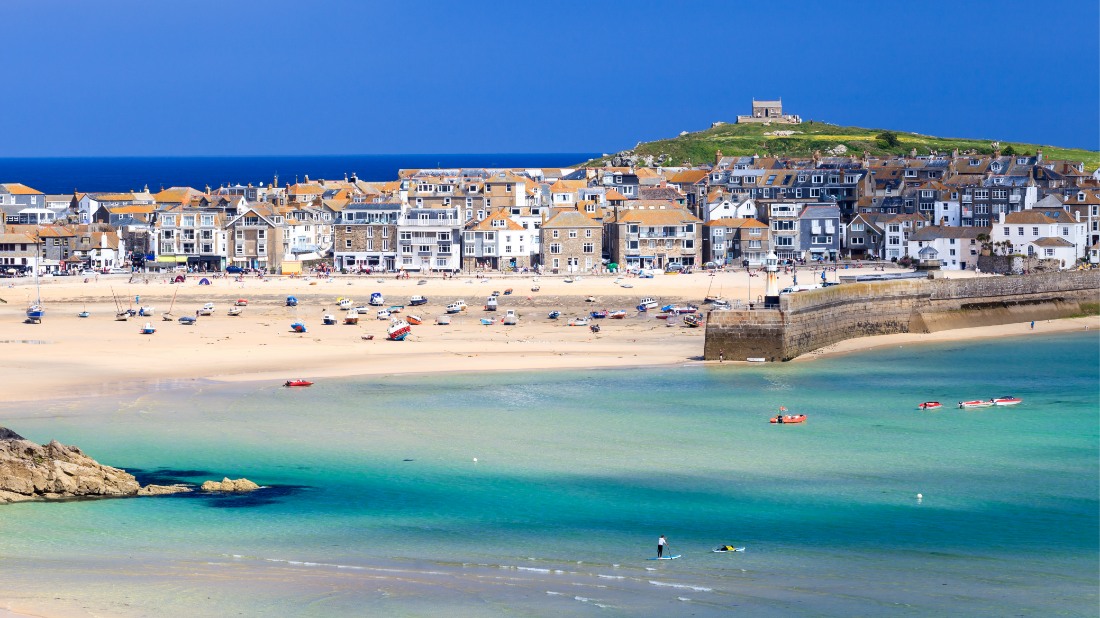 Beach view in St. Ives, Cornwall, UK