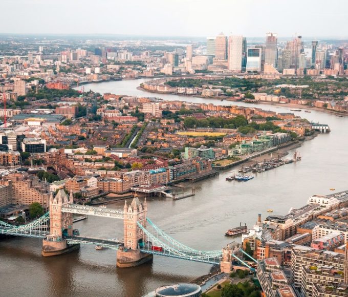 Tower Bridge and London cityscape