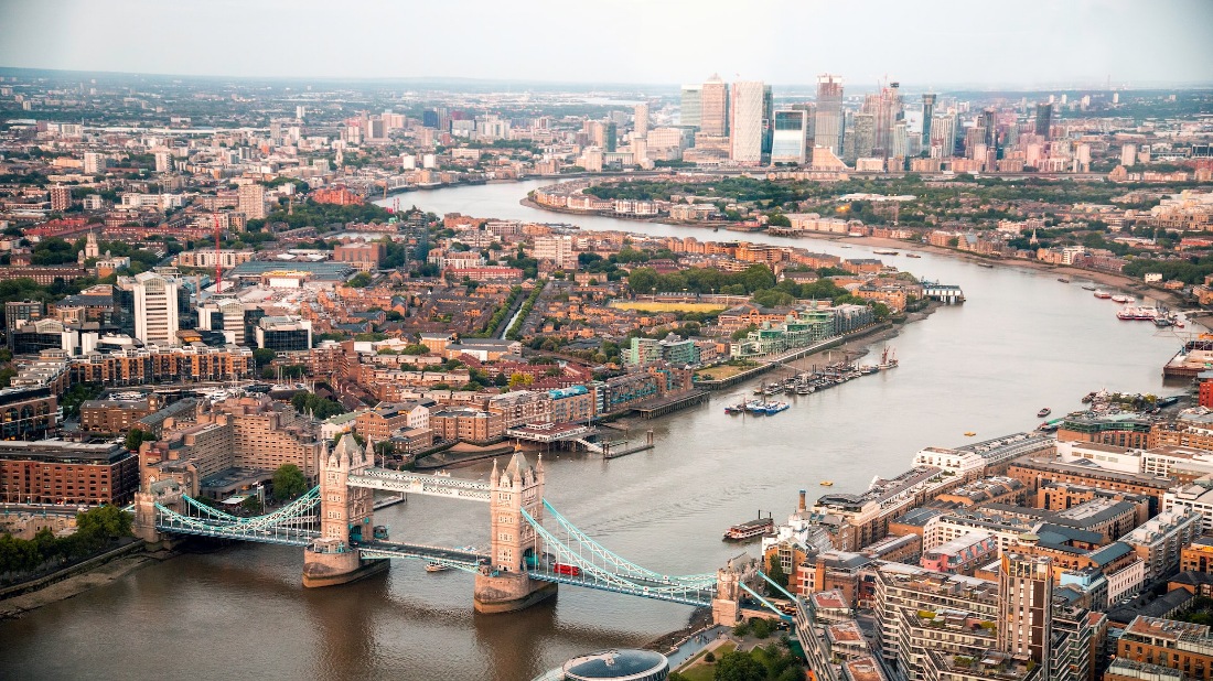 Tower Bridge and London cityscape