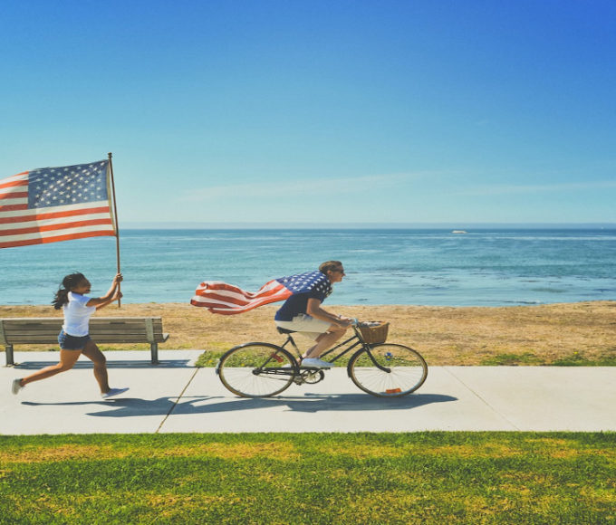 Father and Daughters in a US vacation