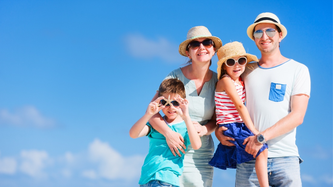 Family on a holiday vacation