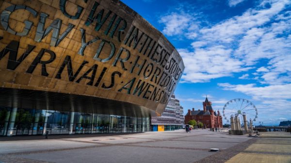 Skyline and architecture in Cardiff Bay, United Kingdom
