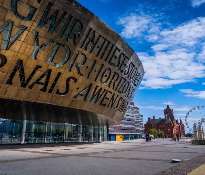 Skyline and architecture in Cardiff Bay, United Kingdom
