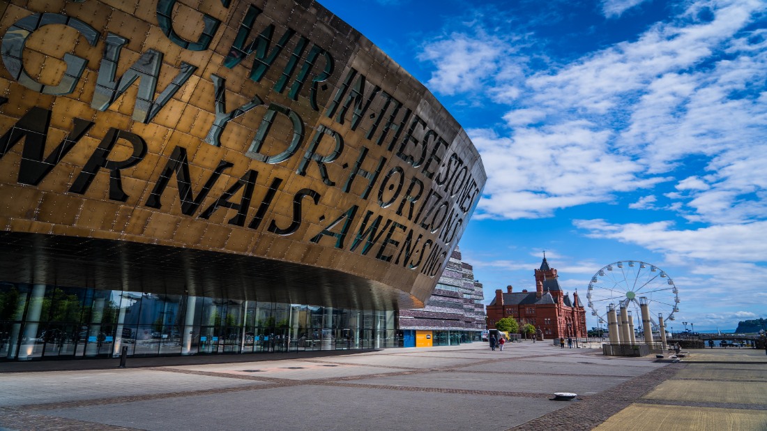 Skyline and architecture in Cardiff Bay, United Kingdom