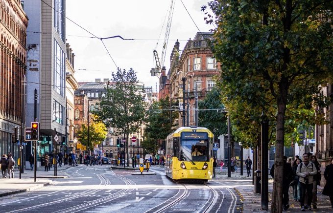 Tram in Princess Street, Manchester