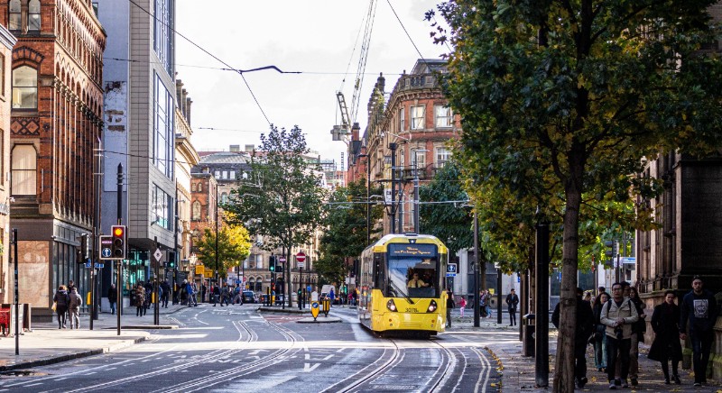 Tram in Princess Street, Manchester